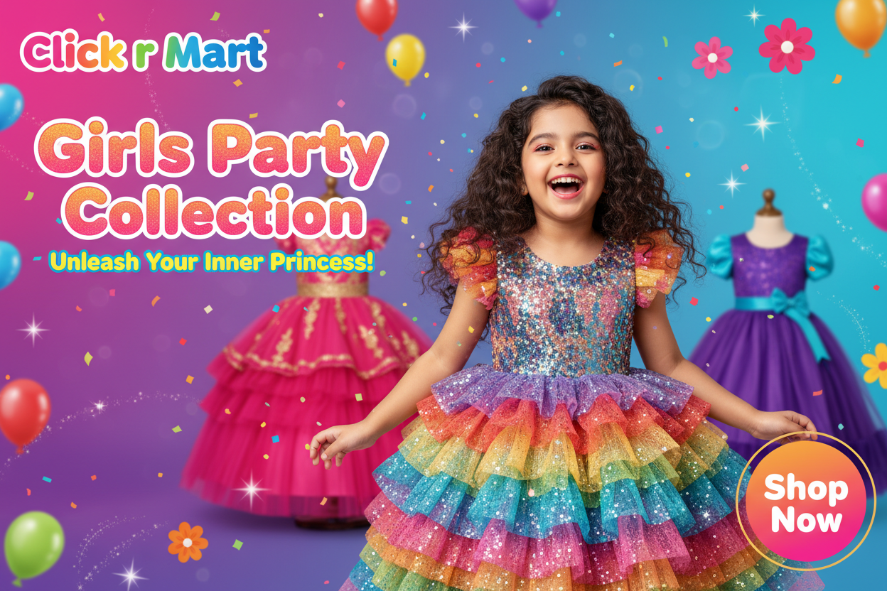 Colorful Girls Party Dress Banner