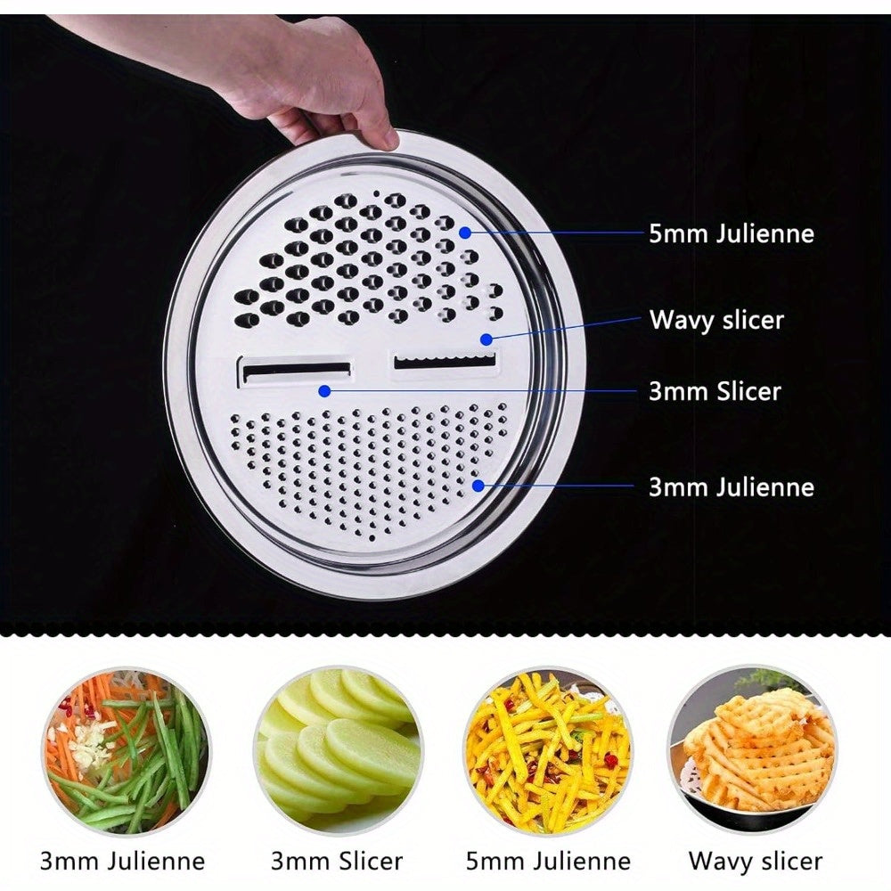 Heavy-Duty Stainless Steel 3-in-1 Vegetable Grater, Salad Maker & Drain Basket - Multi-Purpose Kitchen Tool with Cheese Grater, Salad Chopper, Drain Basin - Space-Saving Design for Home & Commercial Use - Easy to Clean & Rust