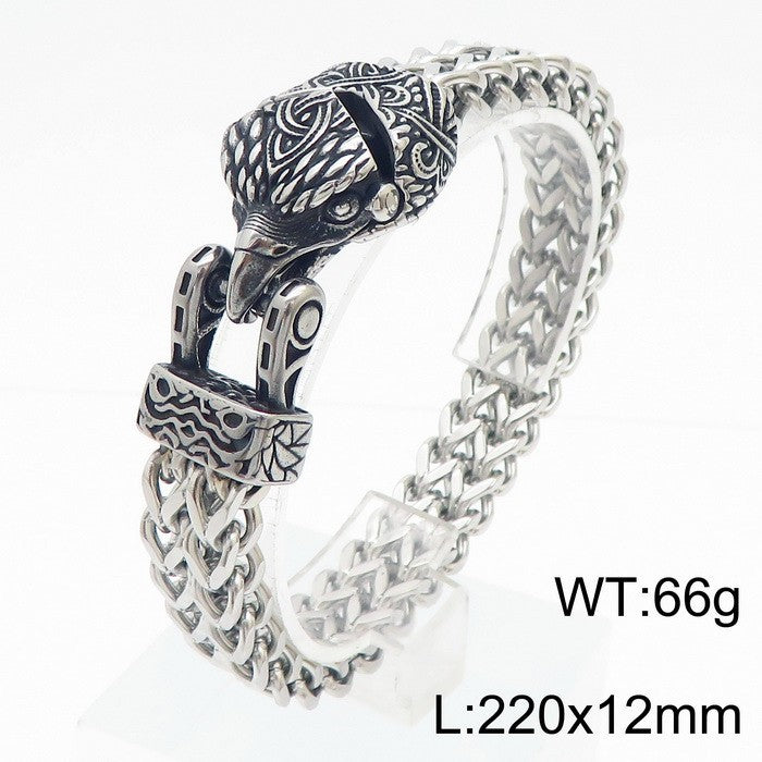 Retro Wolf Head Snake Head Reversible Chain Titanium Steel Men's Bracelet