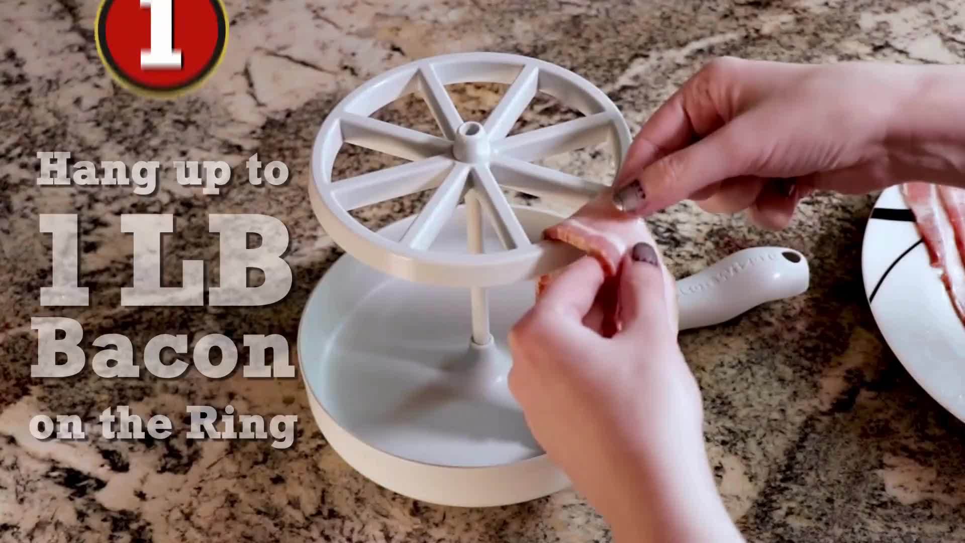 [Healthy Bacon Cooker] Non-Electric Microwave Bacon Cooker, Polypropylene (PP) Material, Food Contact Safe, with Grease Catcher for Healthier Cooking, Quick Meal Prep, Durable Kitchen Item, Circular Bacon Cooker