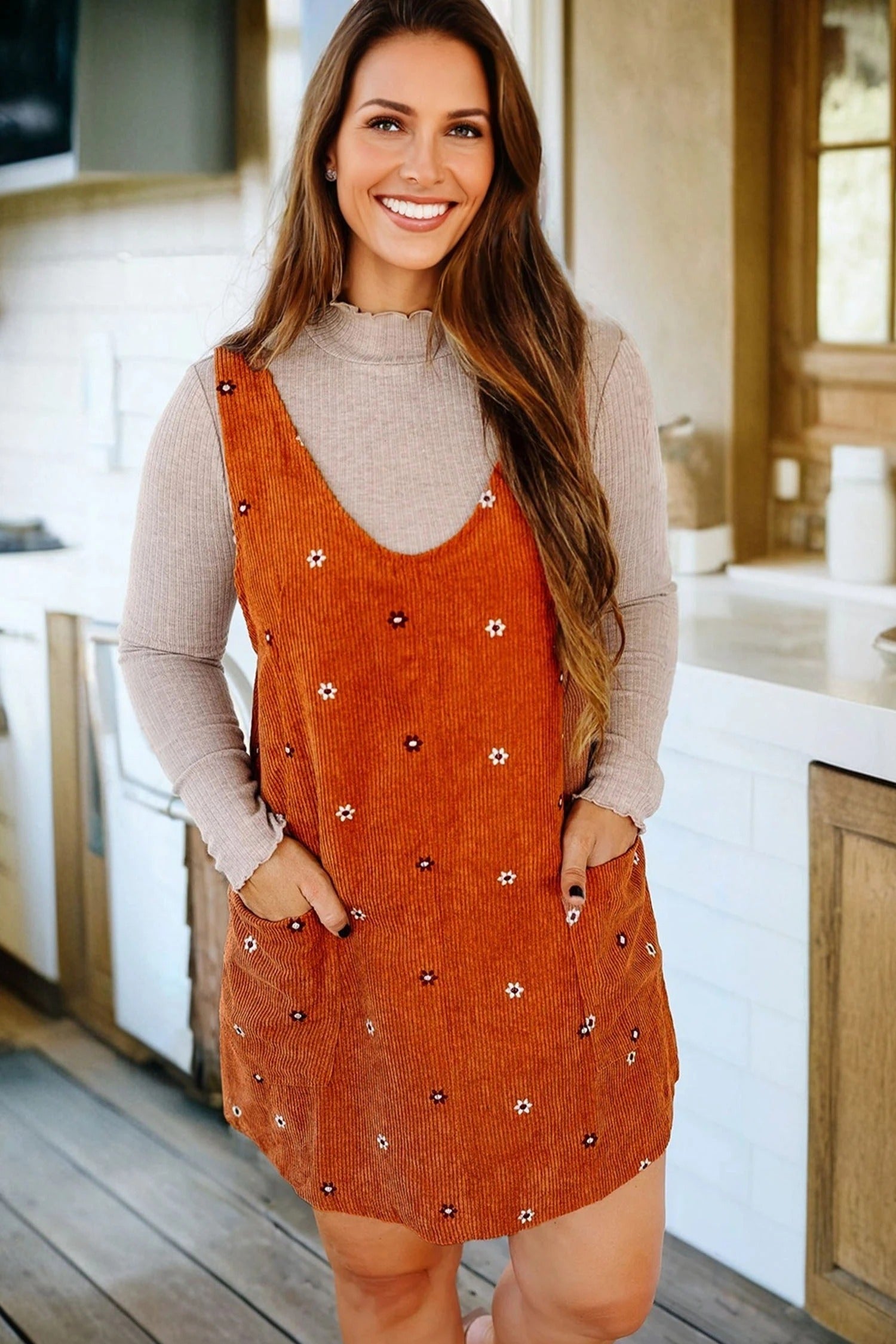 Women's Casual Printed Loose Corduroy Skirt