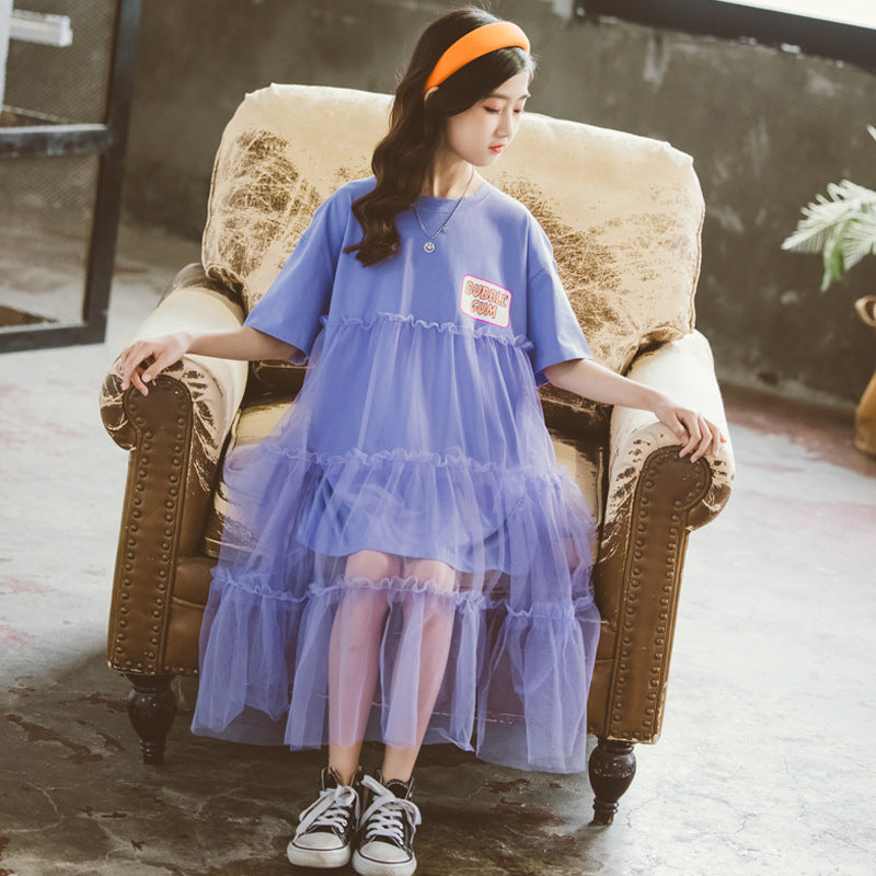 Girls' Short-sleeved Dress Summer