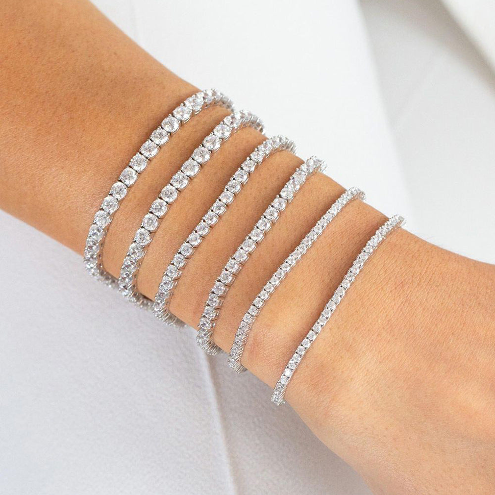 Colorful Zircon Flower Bracelet Full Diamond Plated White Gold