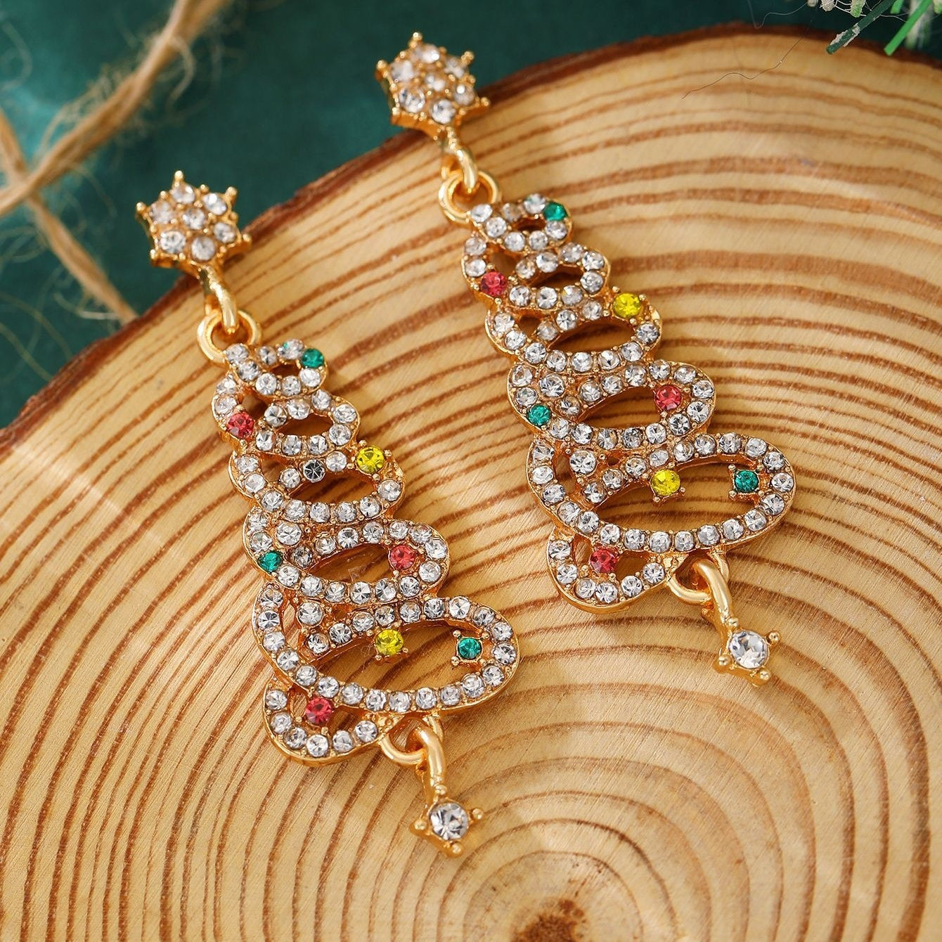 Luxury Elegant Diamond-encrusted Christmas Tree Earrings For Women
