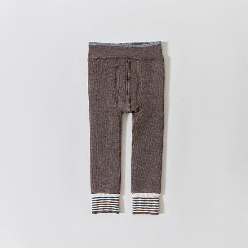 Infant Fleece-lined Thickened Ankle-length Pants Boy Girl Baby Leggings