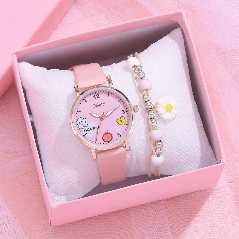 Cute Pink Baby Watch With Bracelet