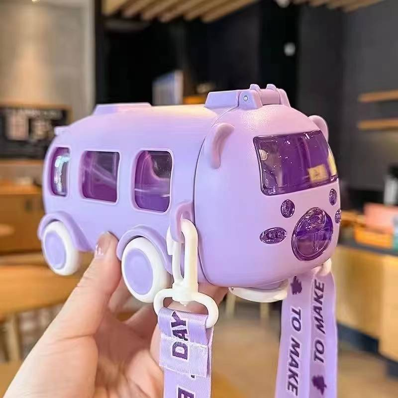 Bus design Children's Straw Cup, Tritan Cute Plastic water pot