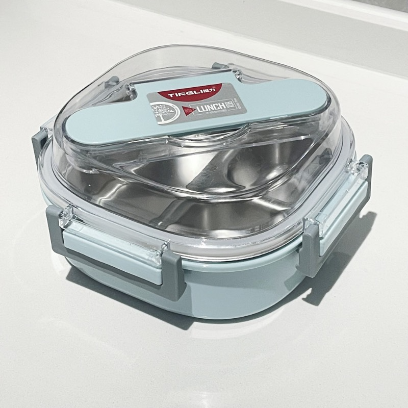 Korean stainless steel double layer student office worker square lunch box 700ml