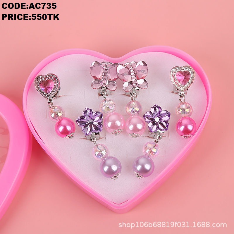 Children’s tip earrings set with box (3pair/7pair)