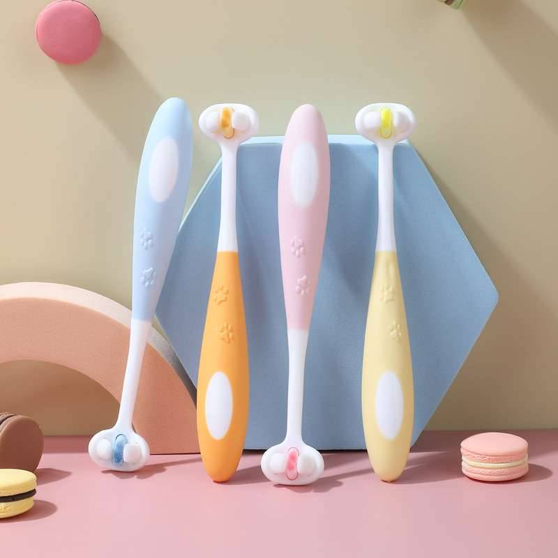 Children's soft bristle advanced baby three-sided toothbrush