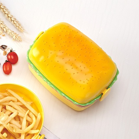 children's round hamburger plastic lunch box 500ml