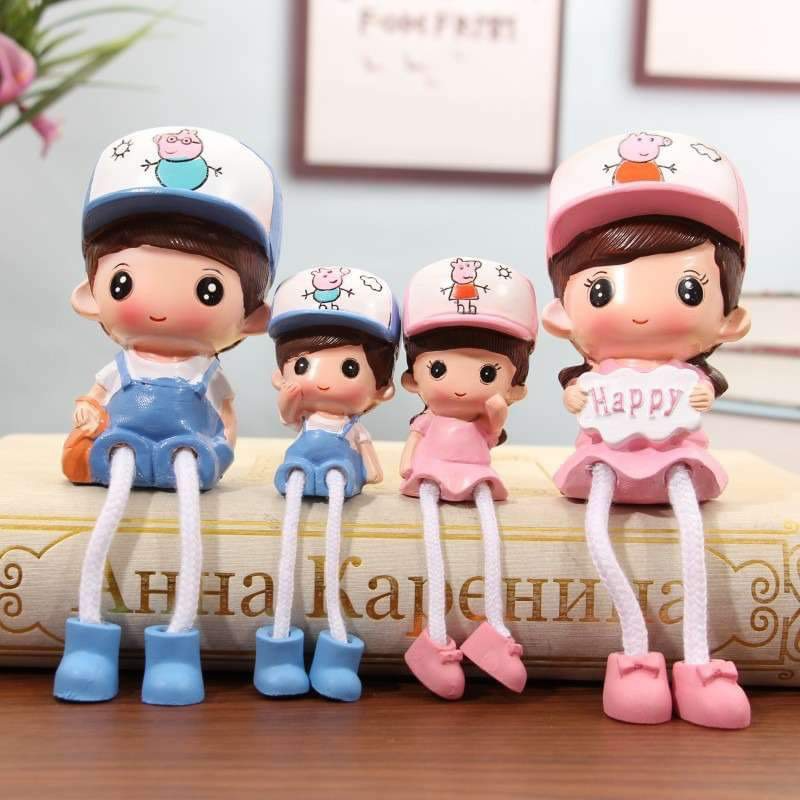 Couple hanging-legged doll home decorations resin crafts 4pcs set