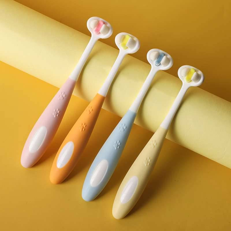 Children's soft bristle advanced baby three-sided toothbrush