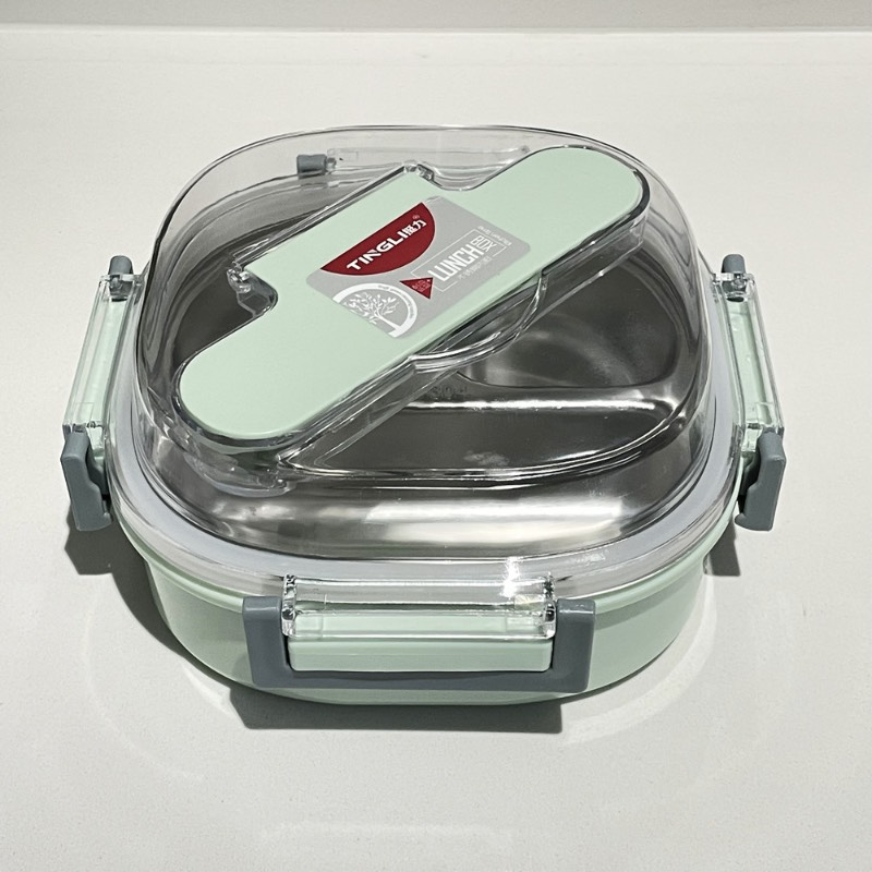 Korean stainless steel double layer student office worker square lunch box 700ml