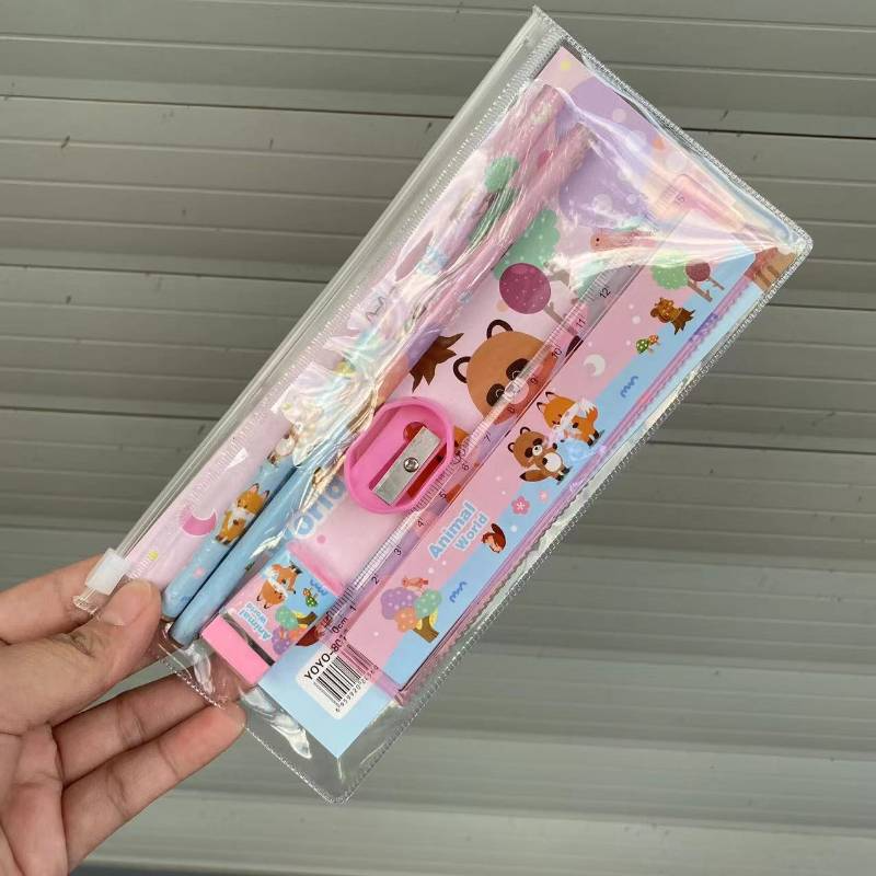 Kids Student Study Stationery Set ( Pencil /ruler /eraser /Pencil sharpener /bag)