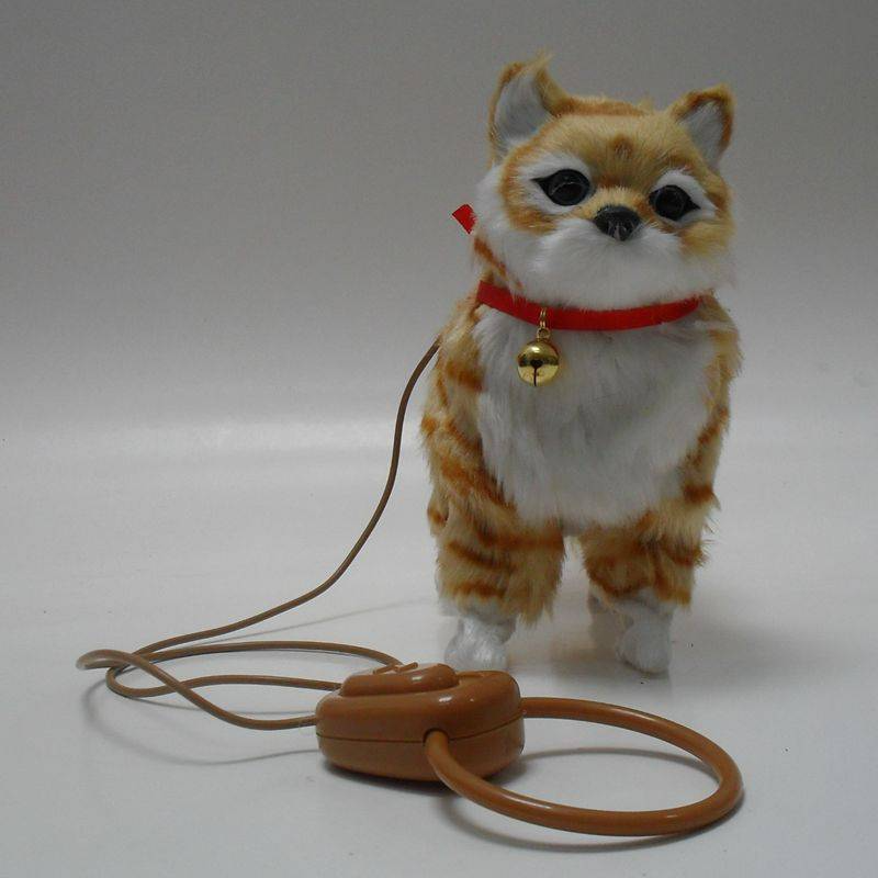 electric plush toy simulation cat lead wire walking cat meowing