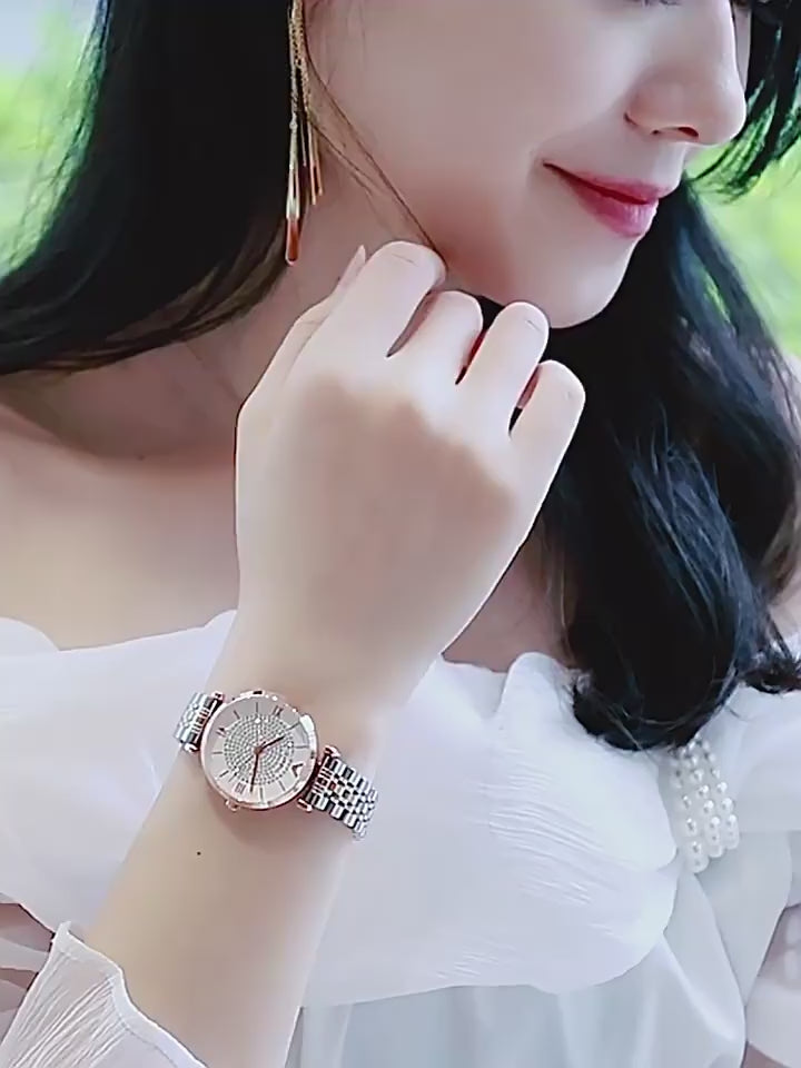 AMORA Waterproof Stainless Steel Strap Women's Bowl Watch