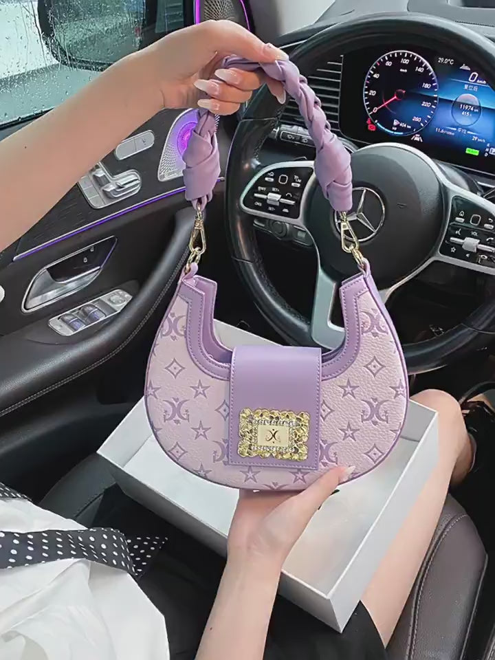 SKT STY's trendy embossed crescent moon bag for women