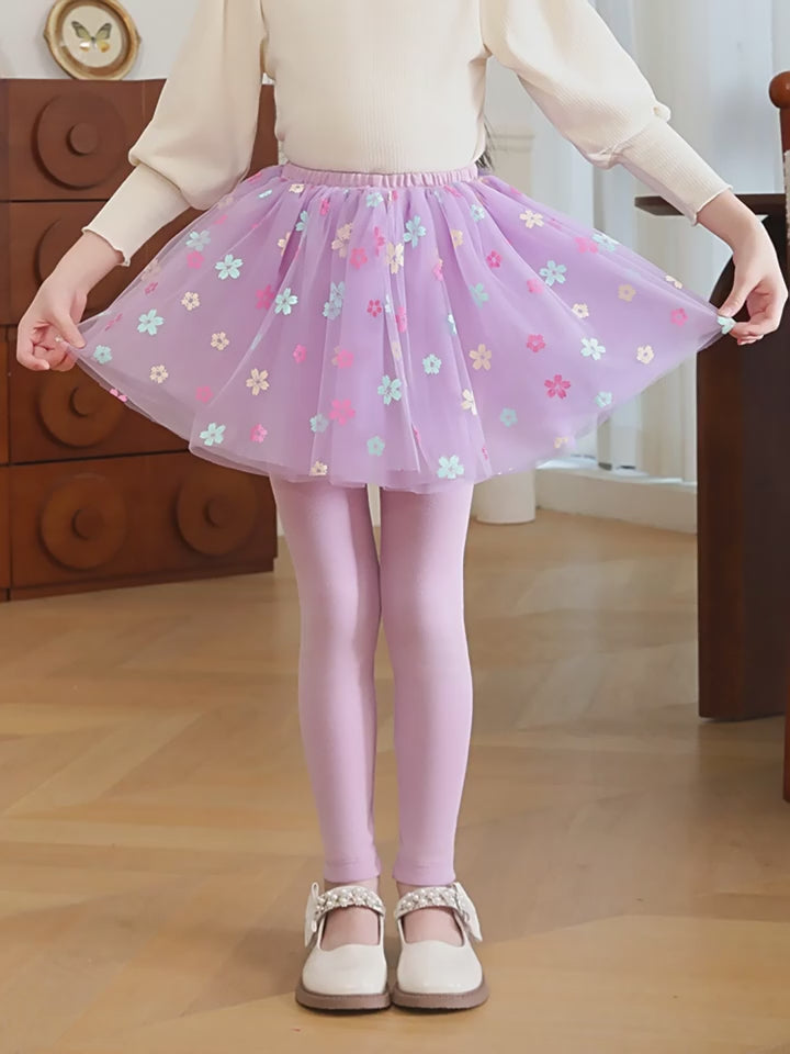 Girls' two-piece faux skirt-pants