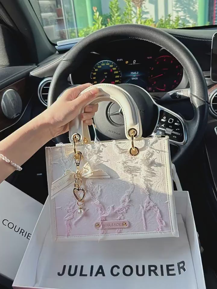 JULIA COURIER Women's Tassel Gradient Pink Tote Bag